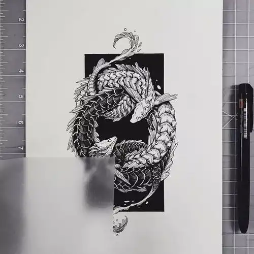 女生与海意境黑白插画大气磅礴的气势美呆了