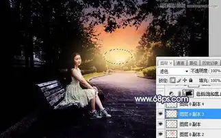 photoshop调出公园美女人像夕阳美景效果