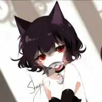 女孩和猫咪的卡通头像动