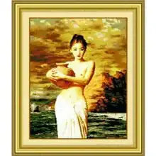 金帝十字绣陶女a0069印100精准印花免画格免看图