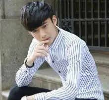 长袖条纹男衬衫图片