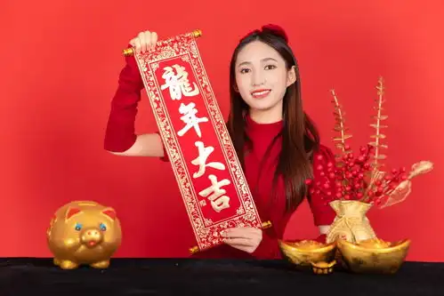 龙年大吉新年龙年春节美女人物摄影图摄影图