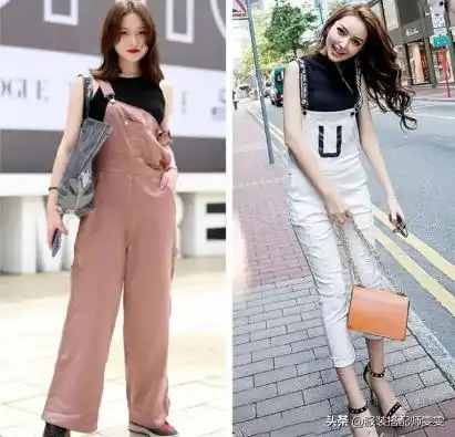 背带裤显年轻少女感的时尚甜美穿搭