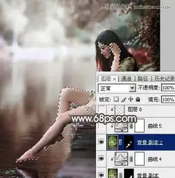 photoshop调出河边女孩唯美冷色效果图
