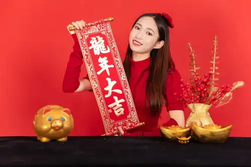 龙年大吉新年龙年春节美女人物摄影图摄影图