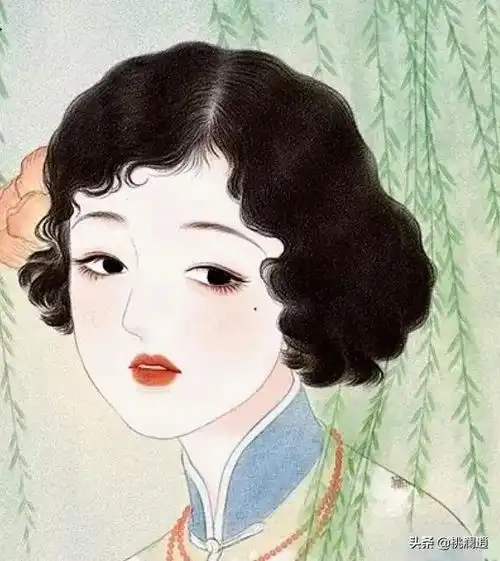 分享几幅工笔风格的美女头像画儿祝贺三八妇女节