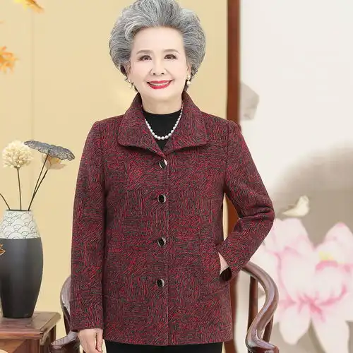 老年女装奶奶装冬装中老年妈妈装短款加绒加厚外套秋冬装老人衣服