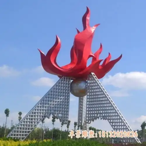 不锈钢抽象火炬雕塑步行街不锈钢火炬雕塑制作厂