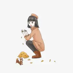 秋季秋分落叶女孩小狗插画图片素材其他格式下载动漫人物大全