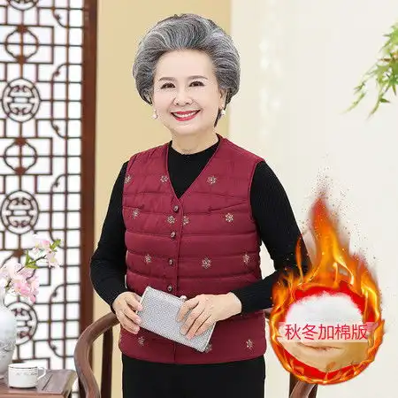 中老年人女装马甲秋冬款妈妈装马夹老太太羽绒棉背心奶奶坎肩外套