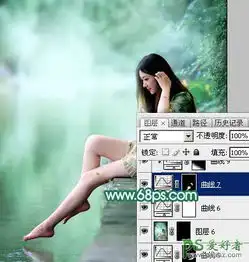 photoshop给湖景边自拍的甜美女孩儿性感照片调出唯美的青绿色效11