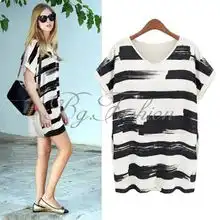 2013womenssummershortminiloosestripedtopsblousemlxlebay