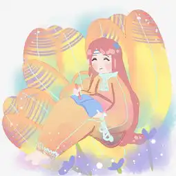 梦幻风中国风水彩女孩儿和郁金香图片素材其他格式下载动漫人物大全