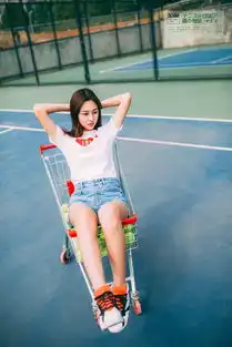 网球场上清纯牛仔裤美女清新阳光俏皮靓丽迷人写真