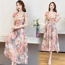 罗得堡2020夏装新款时尚雪纺连衣裙3605