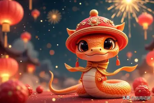 分享ai画的贺岁灵蛇,可用于祝福配图等祝新年快乐,吉祥如意图片用flux模型生成,使用了fluxcutecartoonsnake3dbylhlora用比较简单的提示词就可以,比如