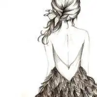 女孩子露出肩部的背影图要素描的