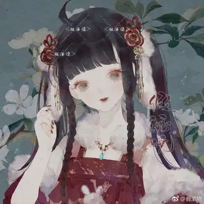 客桥手绘意境古风插画女头