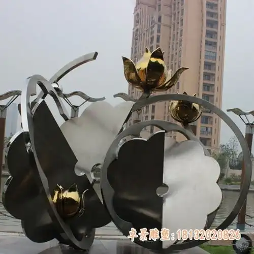 户外不锈钢景观抽象花朵雕塑海南金属花朵雕塑