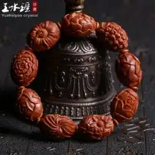 橄榄核手串花开富贵橄榄胡核雕佛珠手链手工苏工名家夏雨文玩男女
