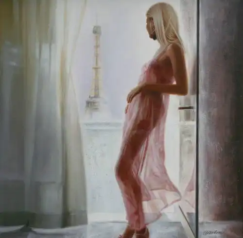 性感美女油画前苏联艺术家talantbek.chekirov作品