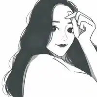 简约黑白线条头像女生黑