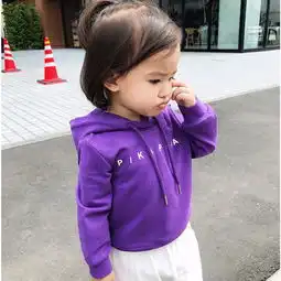 文亦宝贝2018新款婴童装儿童女童连帽卫衣字母百搭婴儿宝宝套头卫衣蜜芽