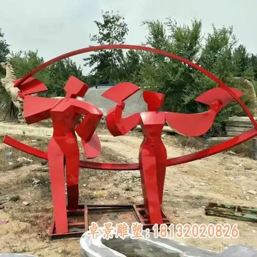 不锈钢抽象茶壶扇子雕塑黑河白钢扇子雕塑订制卓景雕塑