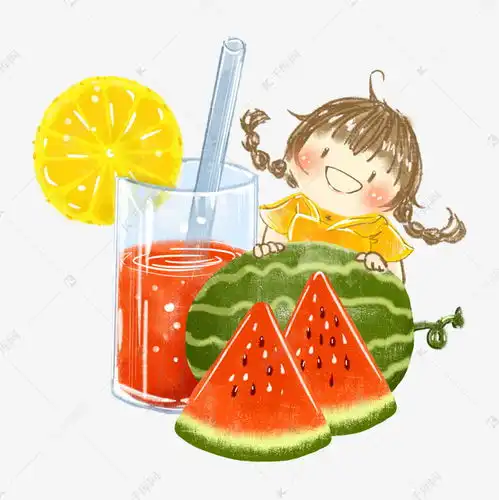 夏天柠檬西瓜果汁女孩素材图片免费下载千库网