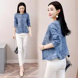 jeanesunp春秋新款牛仔服女韩版修身长袖牛仔衣气质上衣女生牛仔短外套