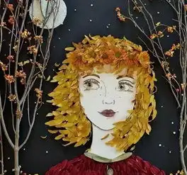 用落叶树枝画出的美女肖像,简直太美了