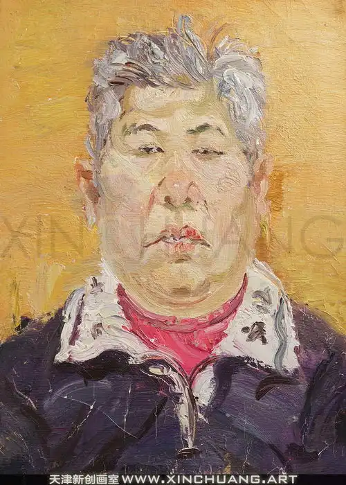 老年女性正面油画色彩头像写生天津高考美术