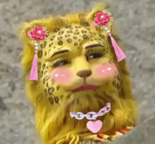 女性山水头像寓意金钱豹
