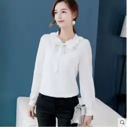 2018夏初秋新款韩版大码衬衫时尚衬衣休闲女士雪纺衫