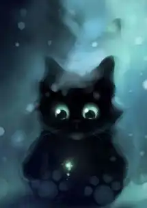 萌萌小黑猫图片卡通