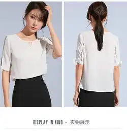 施悦名2019夏季新品女装圆领五分袖小衫女时尚气质雪纺衬衫