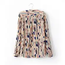 2013春夏新款时尚气质几何印花欧美风格复古休闲长袖衬衫