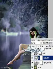 唯美的淡冷色水景美女