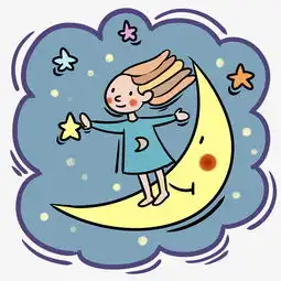 手绘卡通可爱梦幻童话月亮上的小女孩图片素材其他格式下载动漫人物大全
