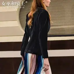 施悦名2019春季新款欧美女神范金丝绒西装外套女装修身显瘦短款长袖外套