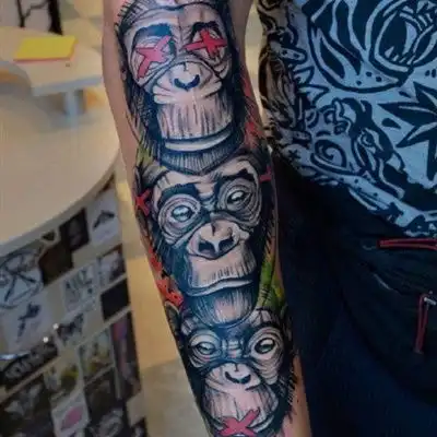 微信头像纹身不同风格的猩猩猴子纹身