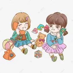 粉嫩可爱小女孩玩过家家游戏卡通形象素材图片免费下载千库网