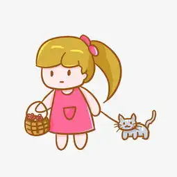 女孩和猫咪的卡通头像动