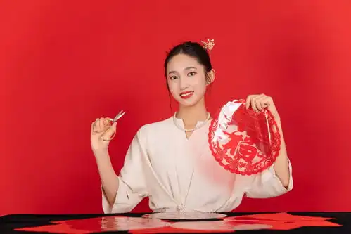 剪纸剪窗花新年龙年春节美女人物摄影图广告素材下载至来源处