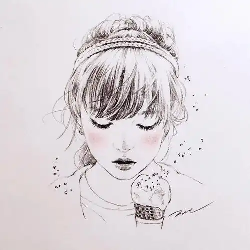 韩国美女画家笔下的肖像素描,好美呀