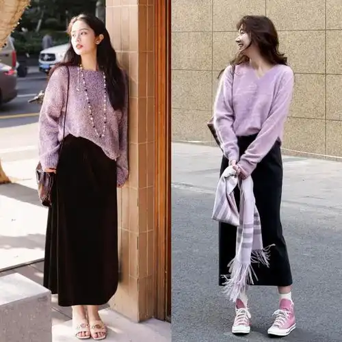 今年春天突然流行起针织衫裙子,衬衫裤子,40女生穿搭太高级