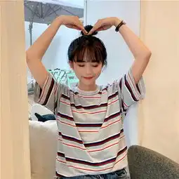 韩版学生甜美卡通丝带雪纺少女短袖
