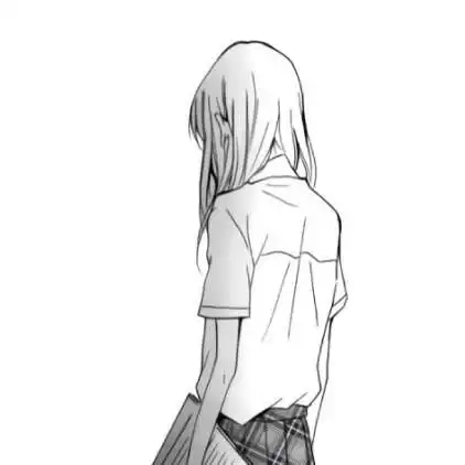 黑白qq头像卡通少女背影