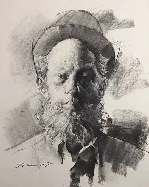 他用木炭条画出来的素描人物,让人惊叹