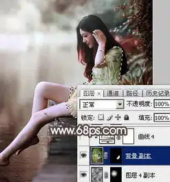 调出暗调红褐色水景人物照片的ps教程